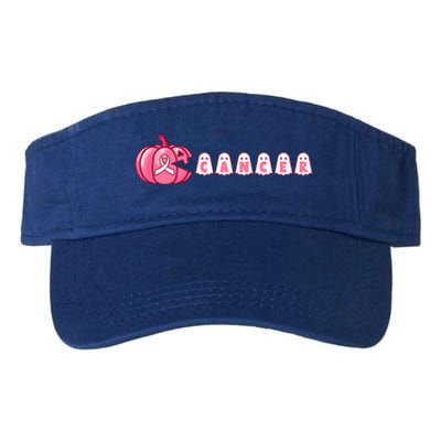 Pumpkin Eating Ghost Gamer Support Breast Cancer Warrior Cool Gift Valucap Bio-Washed Visor