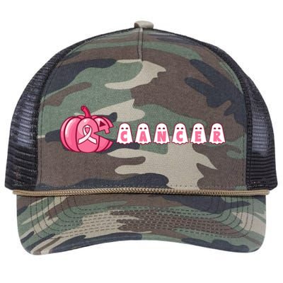 Pumpkin Eating Ghost Gamer Support Breast Cancer Warrior Cool Gift Retro Rope Trucker Hat Cap