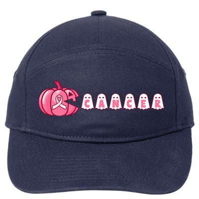 Pumpkin Eating Ghost Gamer Support Breast Cancer Warrior Cool Gift 7-Panel Snapback Hat