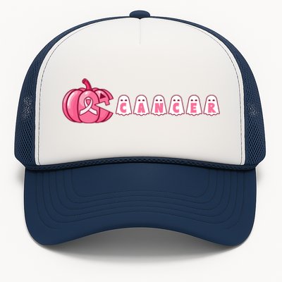 Pumpkin Eating Ghost Gamer Support Breast Cancer Warrior Cool Gift Trucker Hat