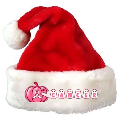 Pumpkin Eating Ghost Gamer Support Breast Cancer Warrior Cool Gift Premium Christmas Santa Hat