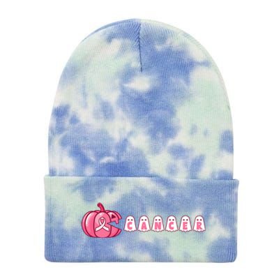 Pumpkin Eating Ghost Gamer Support Breast Cancer Warrior Cool Gift Tie Dye 12in Knit Beanie