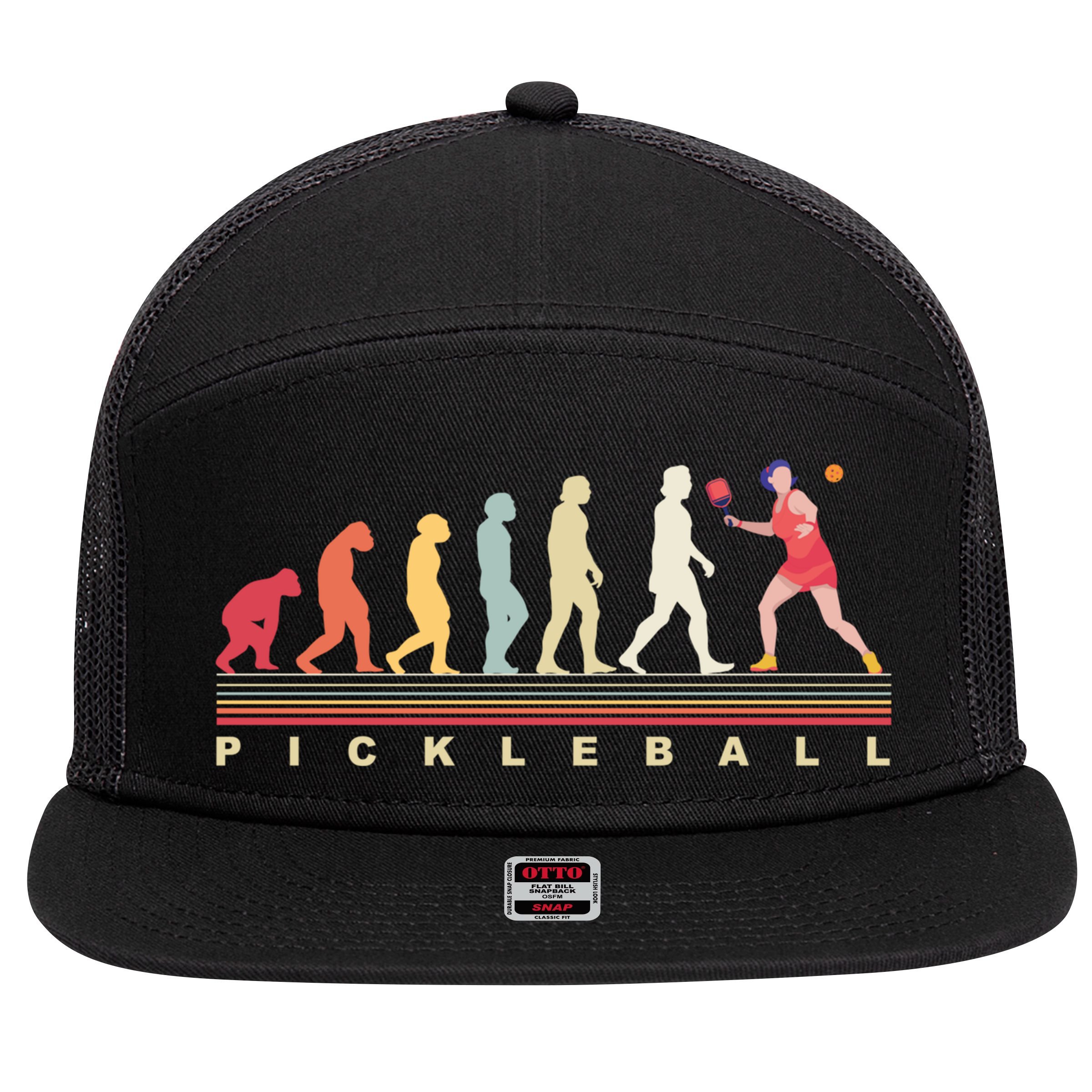 Pickleball Evolution Gift 7 Panel Mesh Trucker Snapback Hat