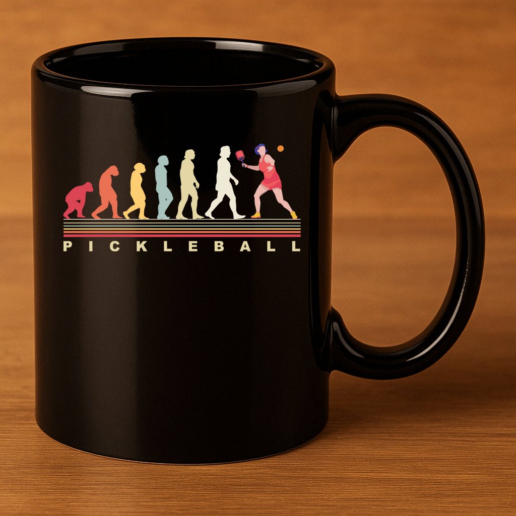 Pickleball Evolution Gift 11oz C Handle Ceramic Mug