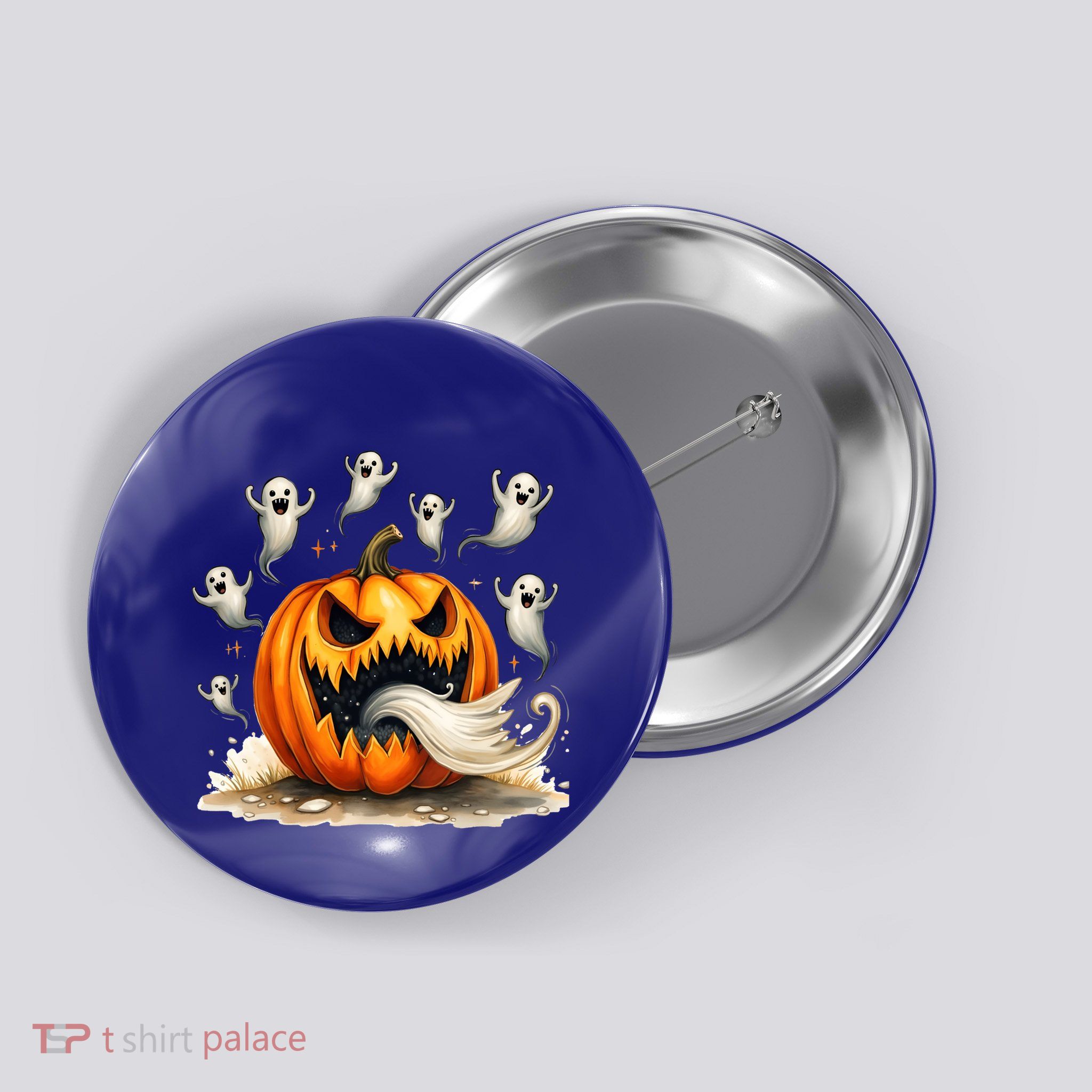 Pumpkin Eating Ghosts Spooky Scary Halloween Ghosts Great Gift Button