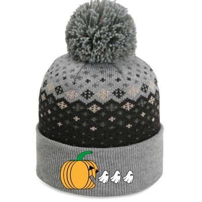 Pumpkin Eating Ghost Gamer Funny Halloween Gift The Baniff Cuffed Pom Beanie