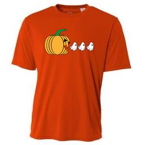 Pumpkin Eating Ghost Gamer Funny Halloween Gift Cooling Performance Crew T-Shirt