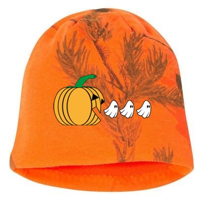 Pumpkin Eating Ghost Gamer Funny Halloween Gift Kati - Camo Knit Beanie