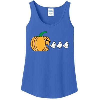 Pumpkin Eating Ghost Gamer Funny Halloween Gift Ladies Essential Tank