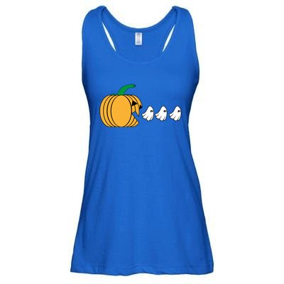 Pumpkin Eating Ghost Gamer Funny Halloween Gift Ladies Essential Flowy Tank