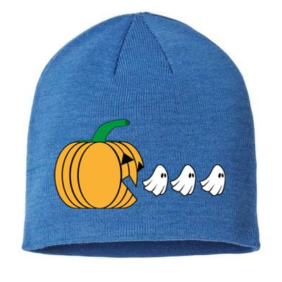 Pumpkin Eating Ghost Gamer Funny Halloween Gift Sustainable Beanie