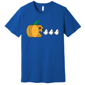 Pumpkin Eating Ghost Gamer Funny Halloween Gift Premium T-Shirt