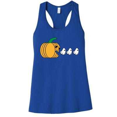 Pumpkin Eating Ghost Gamer Funny Halloween Gift Women's Racerback Tank