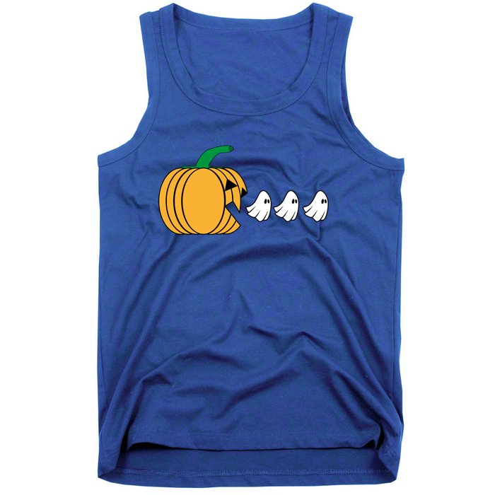 Pumpkin Eating Ghost Gamer Funny Halloween Gift Tank Top