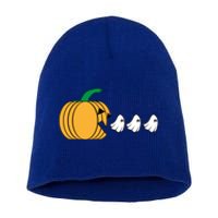 Pumpkin Eating Ghost Gamer Funny Halloween Gift Short Acrylic Beanie