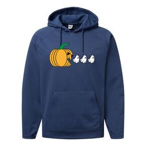 Pumpkin Eating Ghost Gamer Funny Halloween Gift Performance Fleece Hoodie