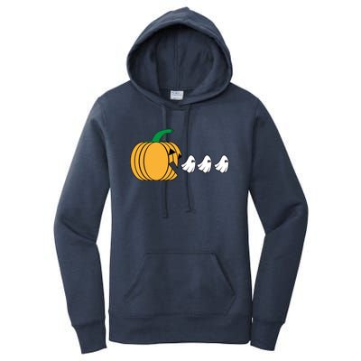 Pumpkin Eating Ghost Gamer Funny Halloween Gift Women's Pullover Hoodie