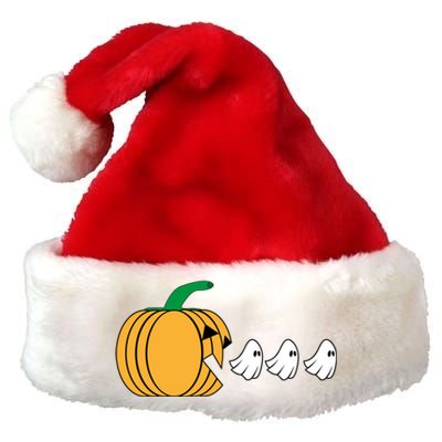 Pumpkin Eating Ghost Gamer Funny Halloween Gift Premium Christmas Santa Hat