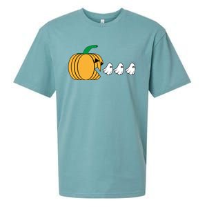 Pumpkin Eating Ghost Gamer Funny Halloween Gift Sueded Cloud Jersey T-Shirt