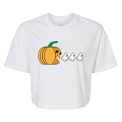 Pumpkin Eating Ghost Gamer Funny Halloween Gift Bella+Canvas Jersey Crop Tee