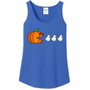 Pumpkin Eating Ghost Gamer Funny Halloween Gift Ladies Essential Tank