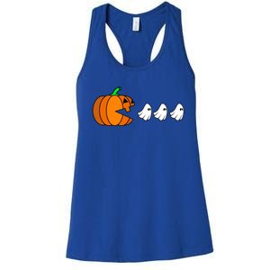 Pumpkin Eating Ghost Gamer Funny Halloween Gift Women's Racerback Tank