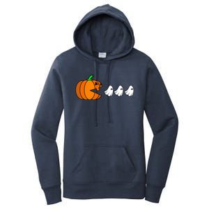 Pumpkin Eating Ghost Gamer Funny Halloween Gift Women's Pullover Hoodie