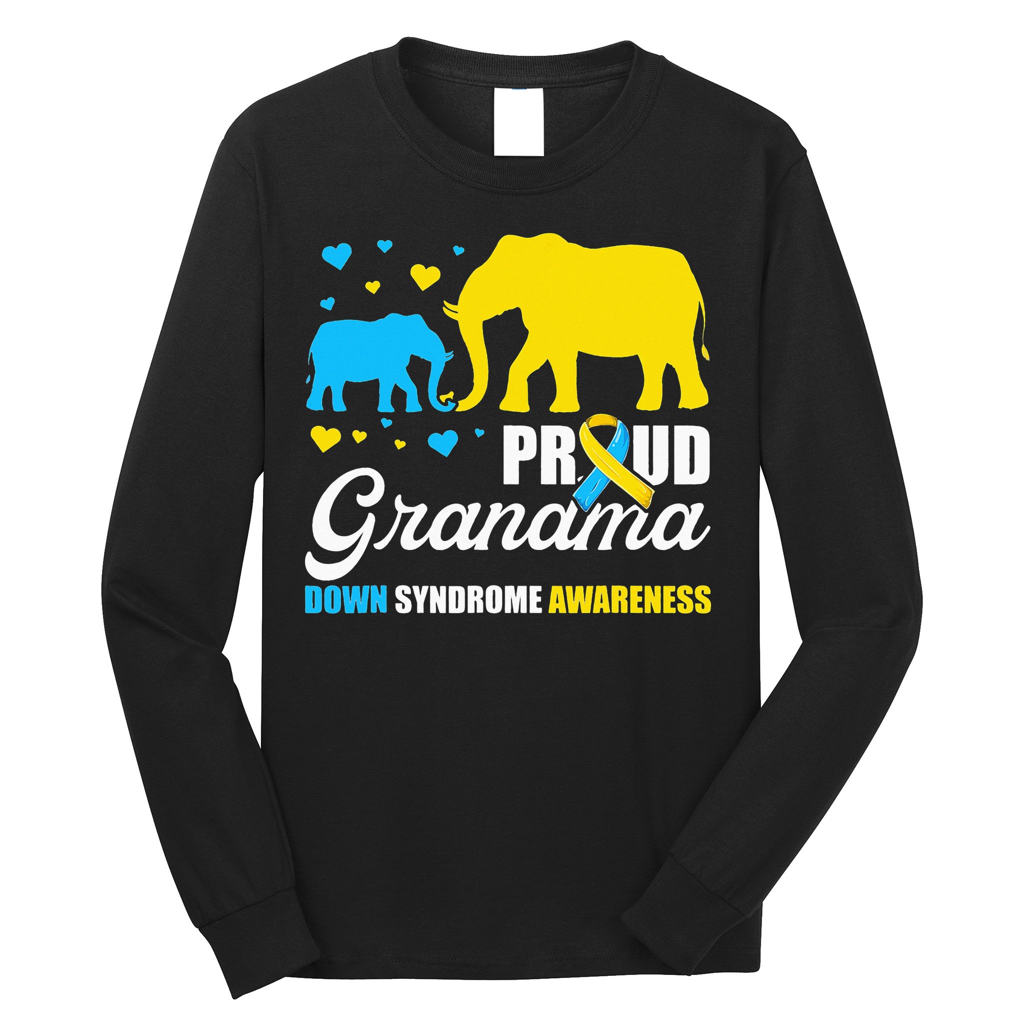 Proud Elephant Grandma Down Syndrome Awareness T21 Long Sleeve Shirt