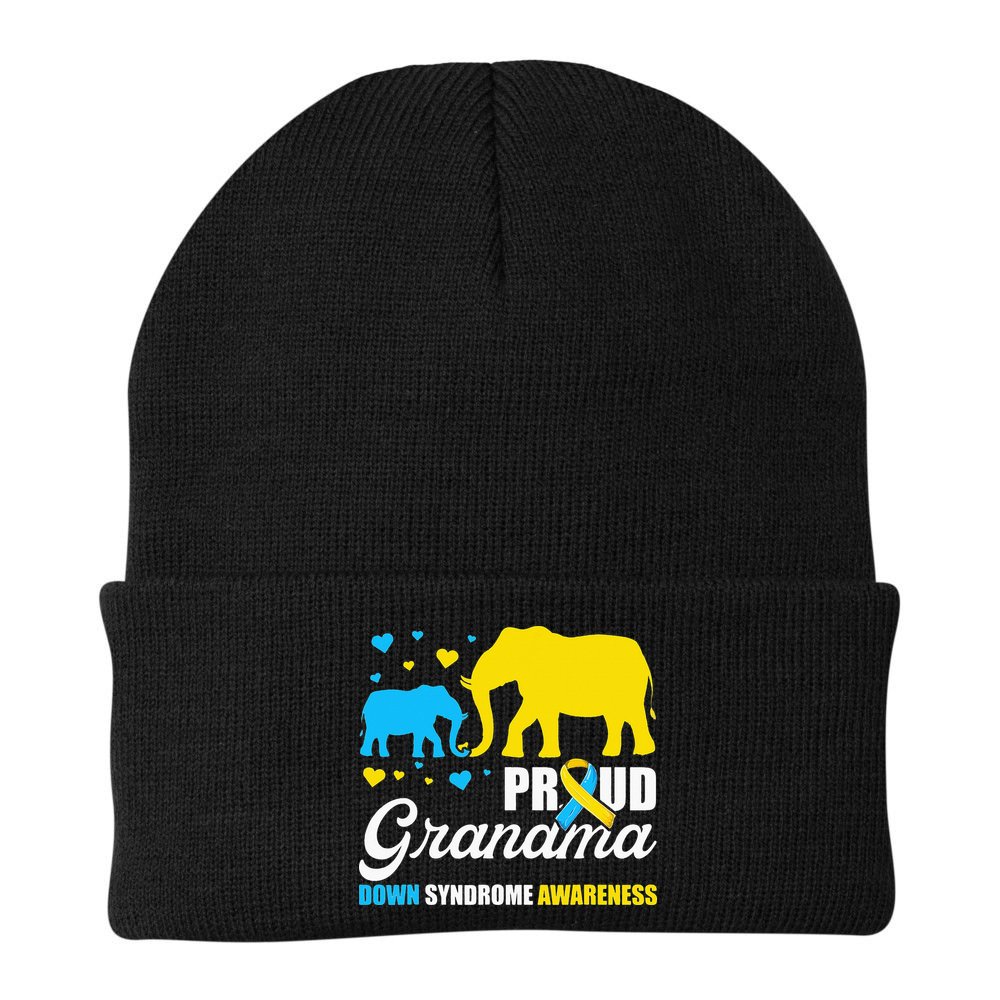Proud Elephant Grandma Down Syndrome Awareness T21 Beanie
