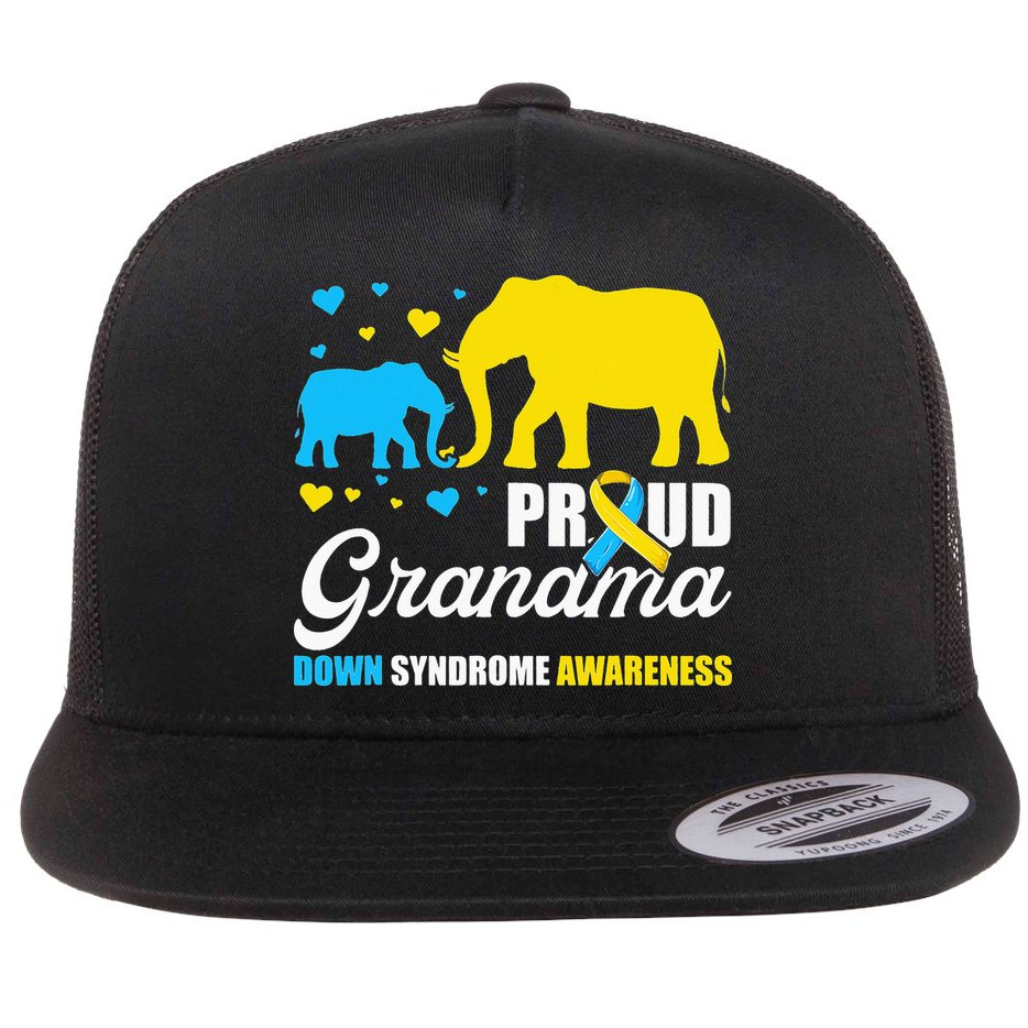 Proud Elephant Grandma Down Syndrome Awareness T21 Flat Bill Trucker Hat