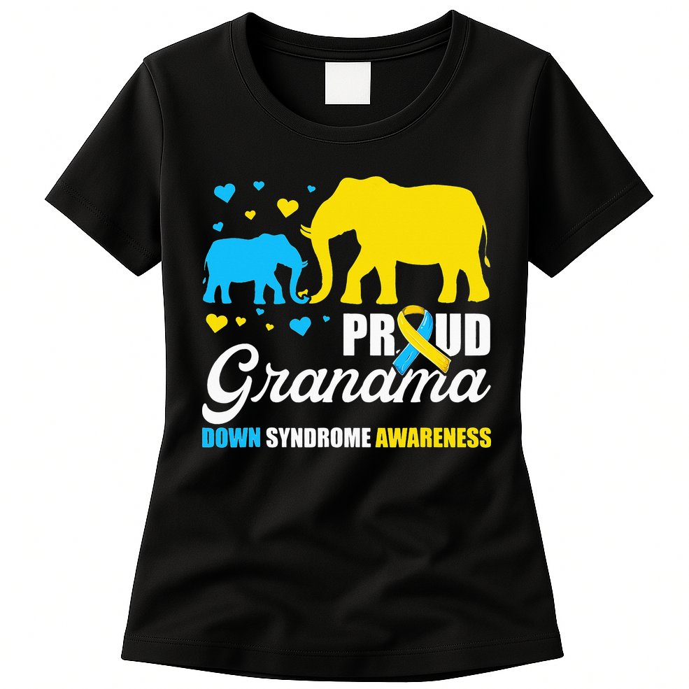 Proud Elephant Grandma Down Syndrome Awareness T21 Womens T-Shirt