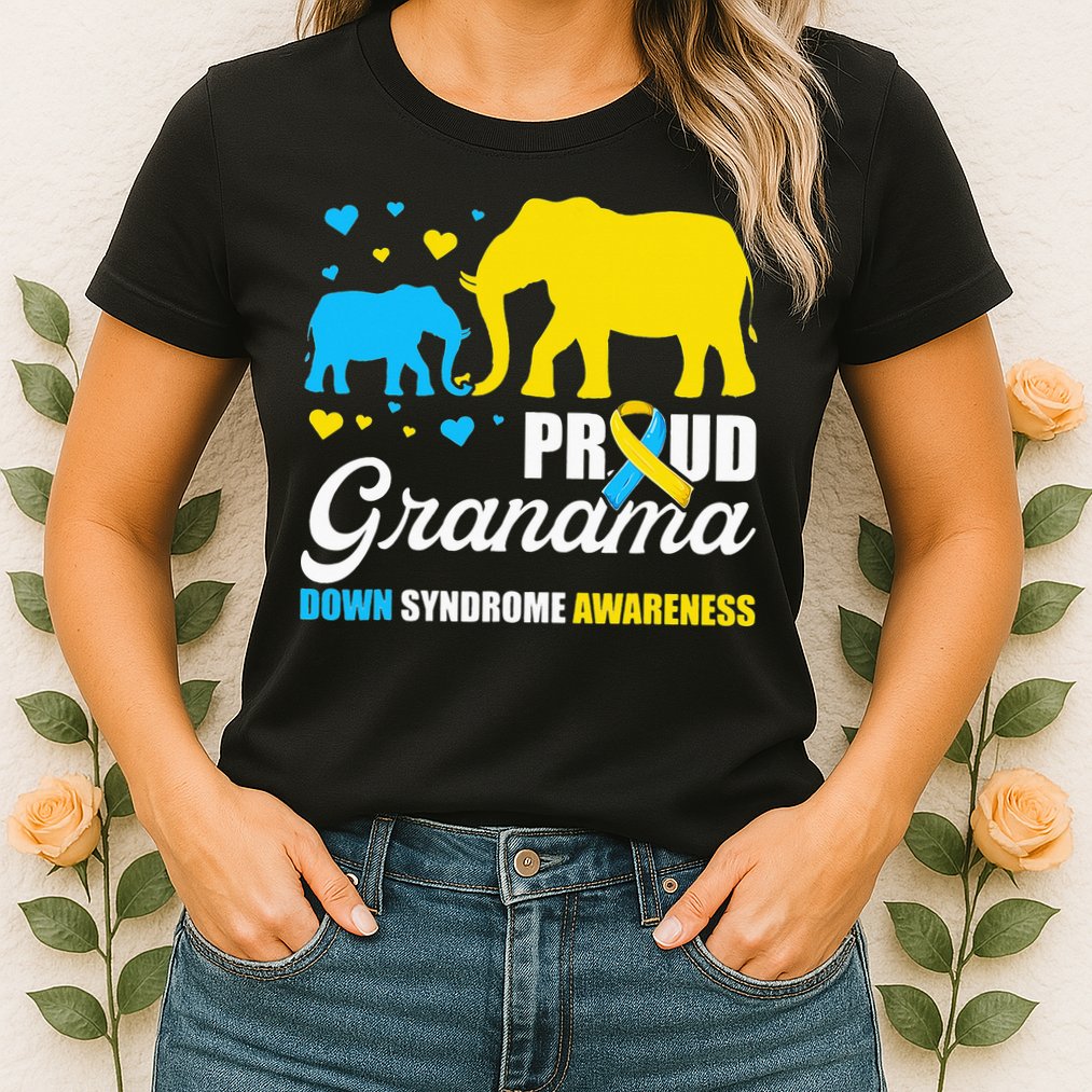 Proud Elephant Grandma Down Syndrome Awareness T21 Womens T-Shirt
