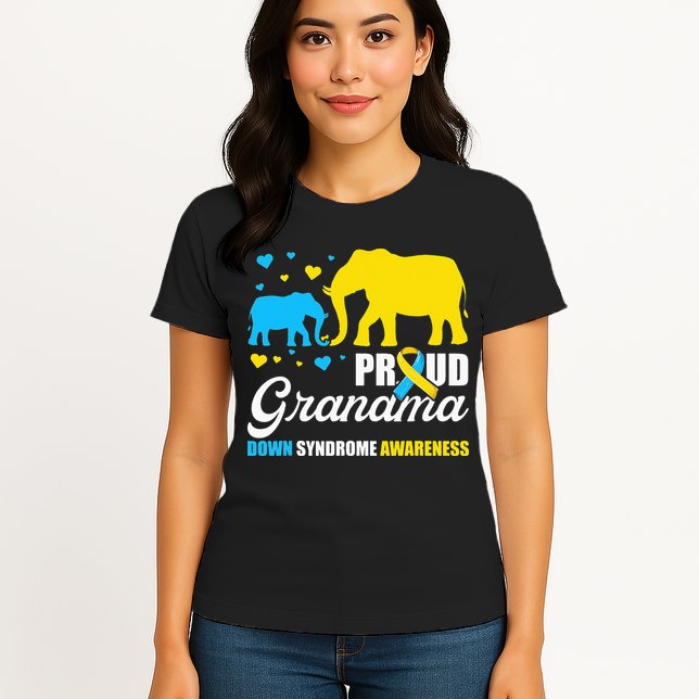 Proud Elephant Grandma Down Syndrome Awareness T21 Womens T-Shirt