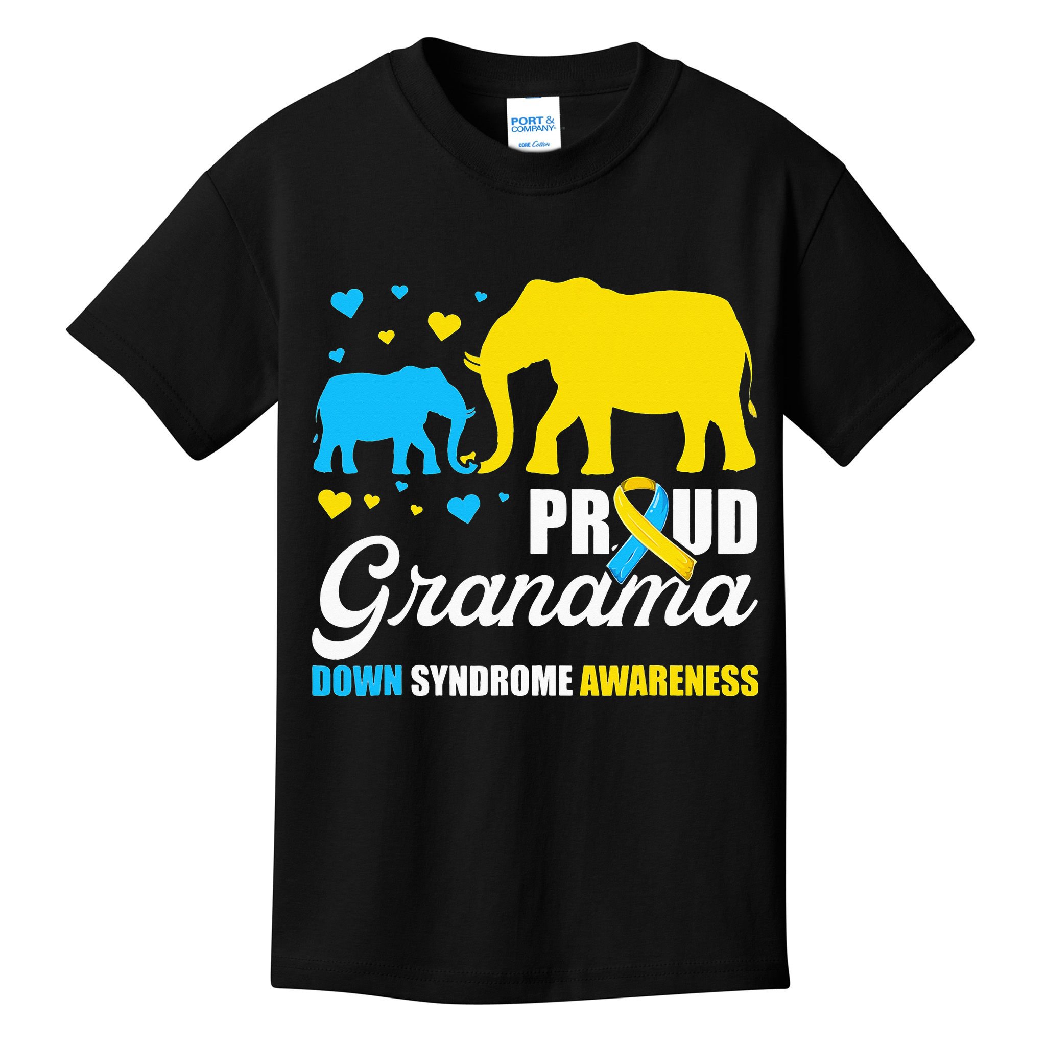 Proud Elephant Grandma Down Syndrome Awareness T21 Kids T-Shirt