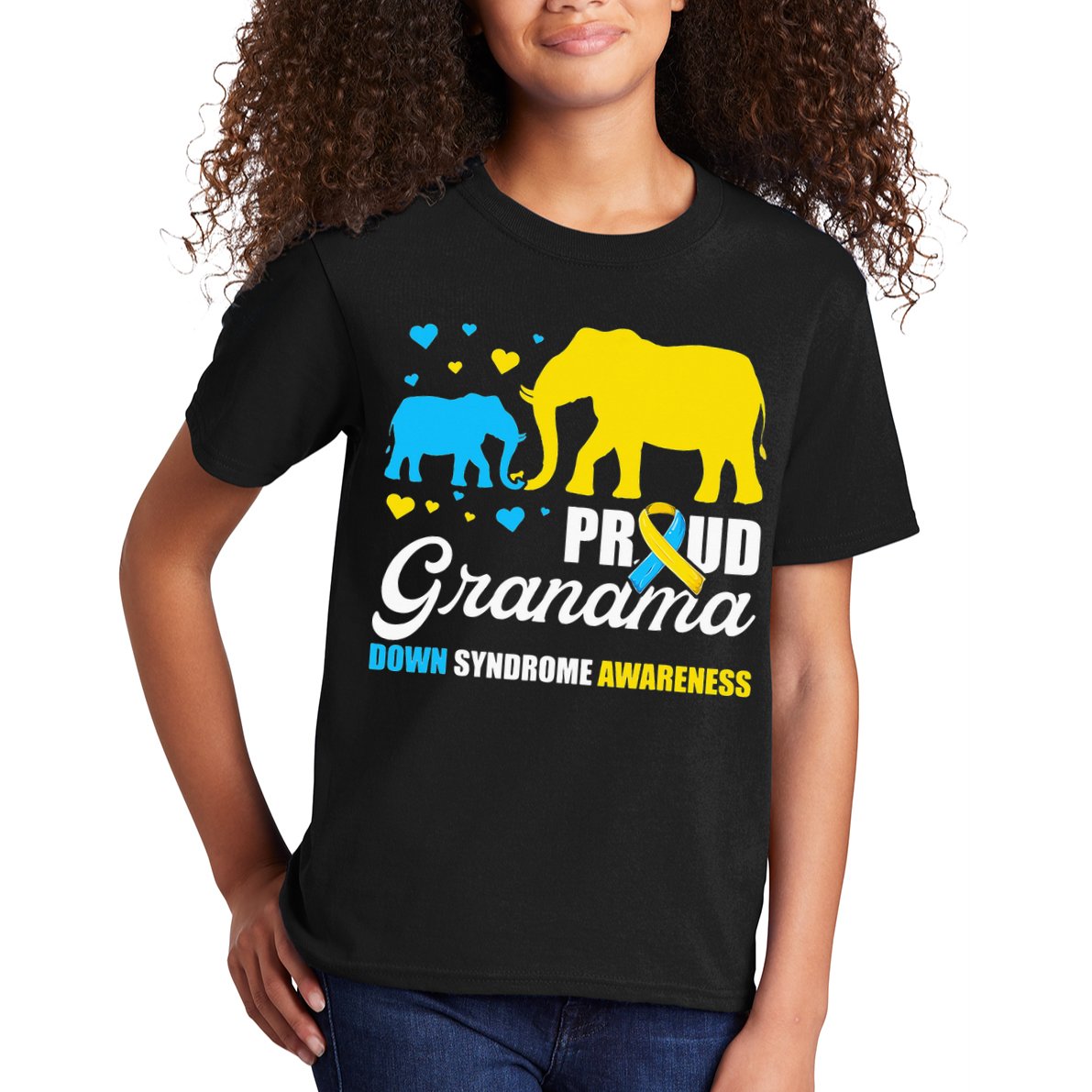 Proud Elephant Grandma Down Syndrome Awareness T21 Kids T-Shirt
