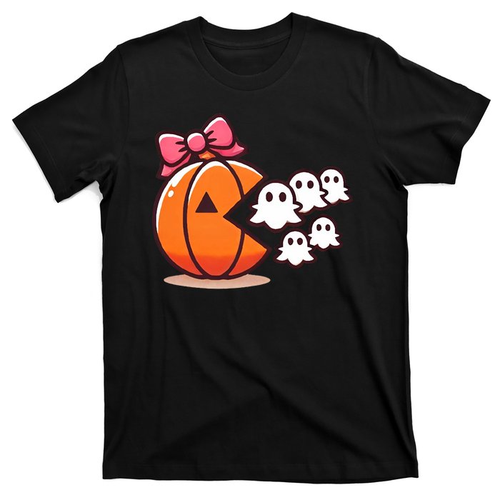 Pumpkin Eating Ghost Funny Halloween Gamer T-Shirt