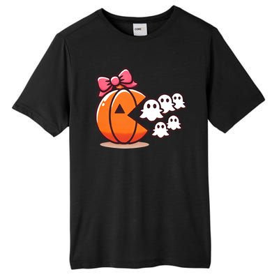 Pumpkin Eating Ghost Funny Halloween Gamer Tall Fusion ChromaSoft Performance T-Shirt