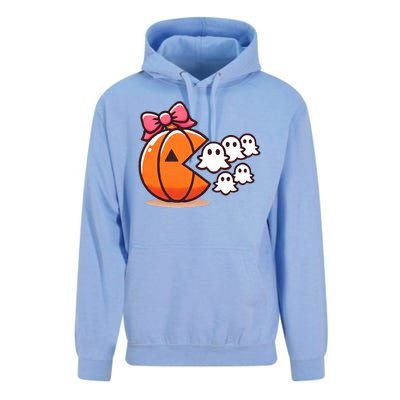 Pumpkin Eating Ghost Funny Halloween Gamer Unisex Surf Hoodie