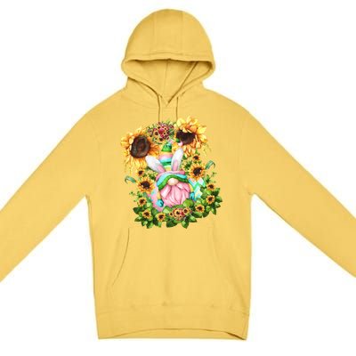 Pink Easter Gnome Dad Graphic And Sunflower Mom Gift Premium Pullover Hoodie