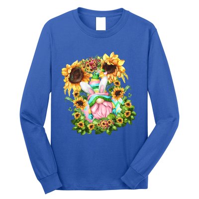 Pink Easter Gnome Dad Graphic And Sunflower Mom Gift Long Sleeve Shirt