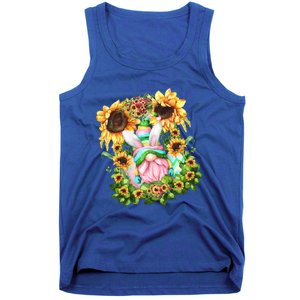 Pink Easter Gnome Dad Graphic And Sunflower Mom Gift Tank Top