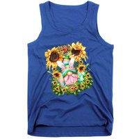 Pink Easter Gnome Dad Graphic And Sunflower Mom Gift Tank Top