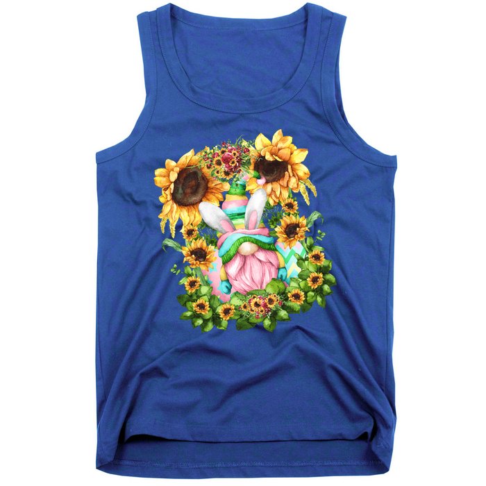 Pink Easter Gnome Dad Graphic And Sunflower Mom Gift Tank Top