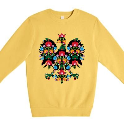 Polish Eagle Gift Poland Wycinanki Emblem, Polish Folk Art Fest Gift Premium Crewneck Sweatshirt