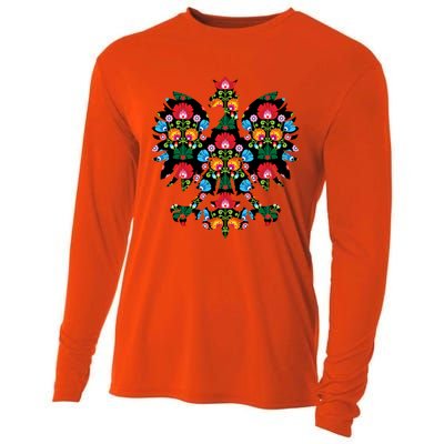 Polish Eagle Gift Poland Wycinanki Emblem, Polish Folk Art Fest Gift Cooling Performance Long Sleeve Crew