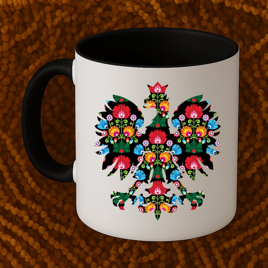 Polish Eagle Gift Poland Wycinanki Emblem, Polish Folk Art Fest Gift Mug