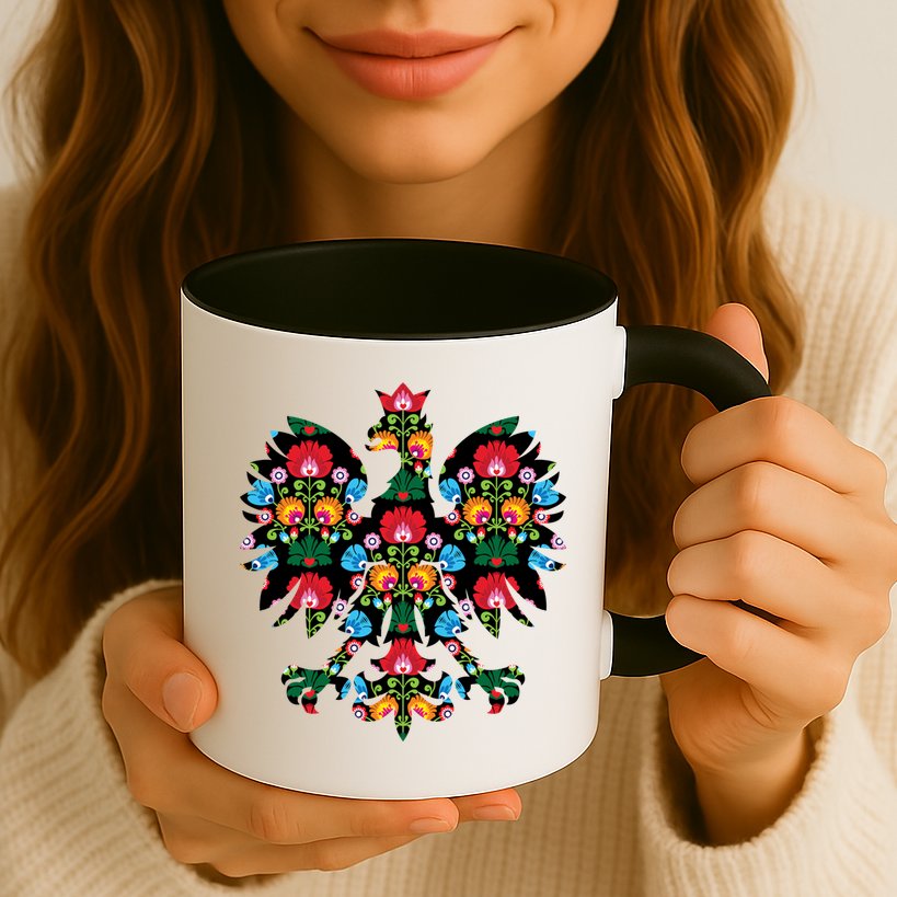 Polish Eagle Gift Poland Wycinanki Emblem, Polish Folk Art Fest Gift Mug