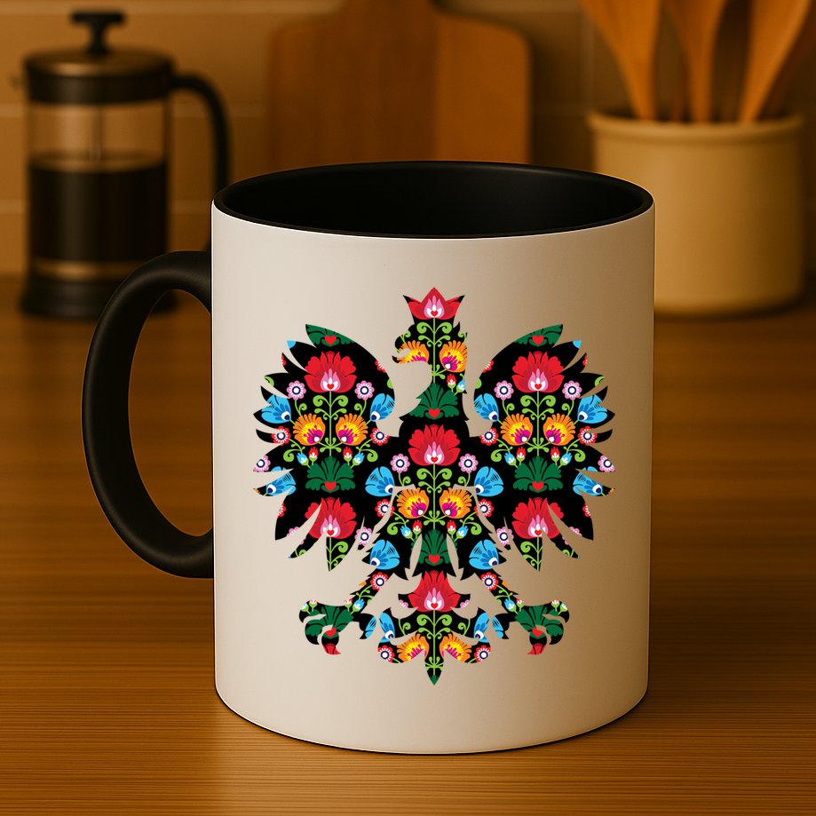 Polish Eagle Gift Poland Wycinanki Emblem, Polish Folk Art Fest Gift Mug