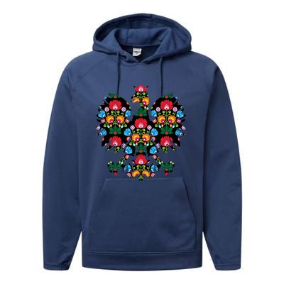 Polish Eagle Gift Poland Wycinanki Emblem, Polish Folk Art Fest Gift Performance Fleece Hoodie