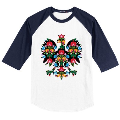 Polish Eagle Gift Poland Wycinanki Emblem, Polish Folk Art Fest Gift Baseball Sleeve Shirt